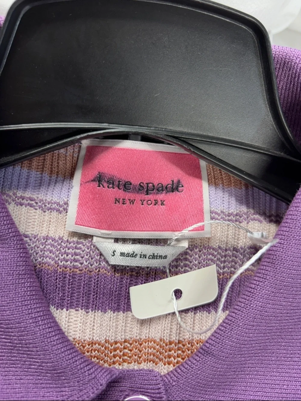 kate spade Pastel multi Striped Polo knit  Dress in Lavender Collar belt S